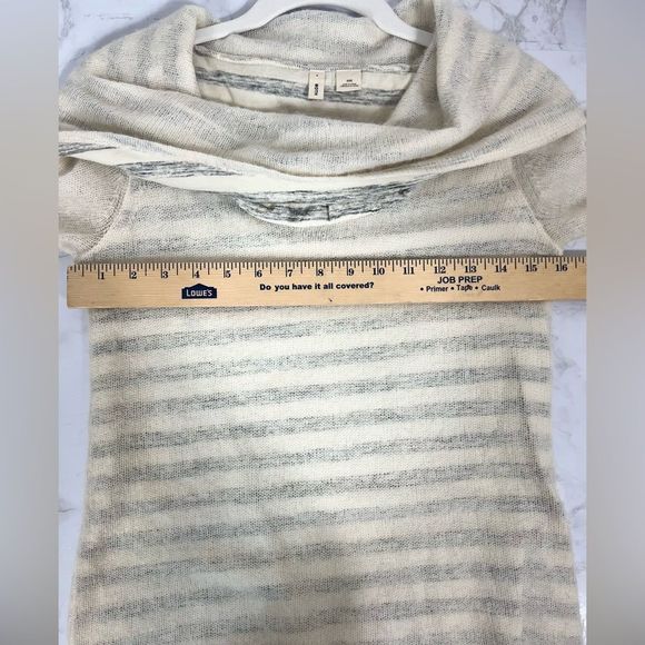 Anthropologie Moth Ivory Striped Layered Cowl Neck Sweater - Picture 5 of 10